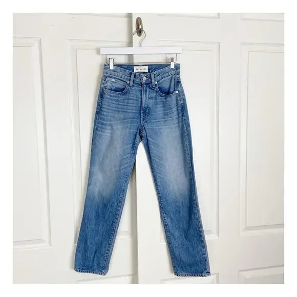 SLVRLAKE Sophie Straight Jeans All or Nothing Wash Mid Rise 100% Cotton Sz 24
